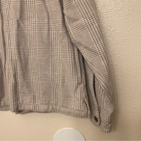 Abercrombie & fitch soft AF plaid full zip jacket gray plaid cotton relaxed L - Picture 4 of 12